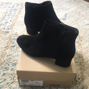 Clarks Chartli Lilac Bootie Black Suede